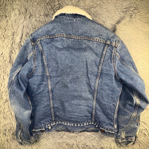 Levi's Jean Jacket Men's Medium 40R Denim Trucker Sherpa '80s Vintage Retro USA - Picture 11 of 14